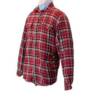 Wrangler Men's Red Plaid Sherpa Flannel Lined Faux Fur Jacket Medium M